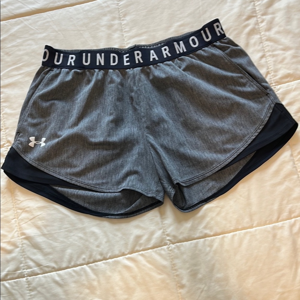 Under Armour Gray Athletic Shorts with Black Trim